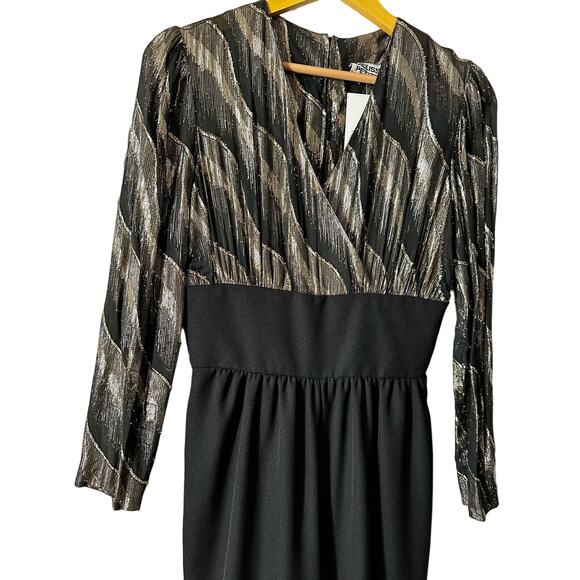 Black and Gold 70s Jumpsuit Wore by Tori Spelling Size Small - Picture 6 of 10